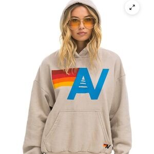 Aviator Nation Logo Beige/Sand Relaxed Hoodie size Medium. Great condition